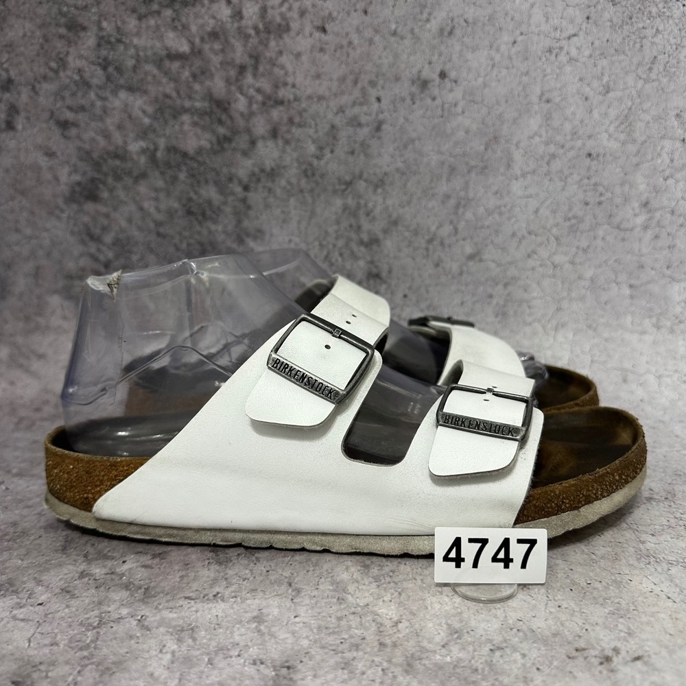 Birkenstock Arizona Sandals Women Size 41 US 10 White Double Strap Cork Slide